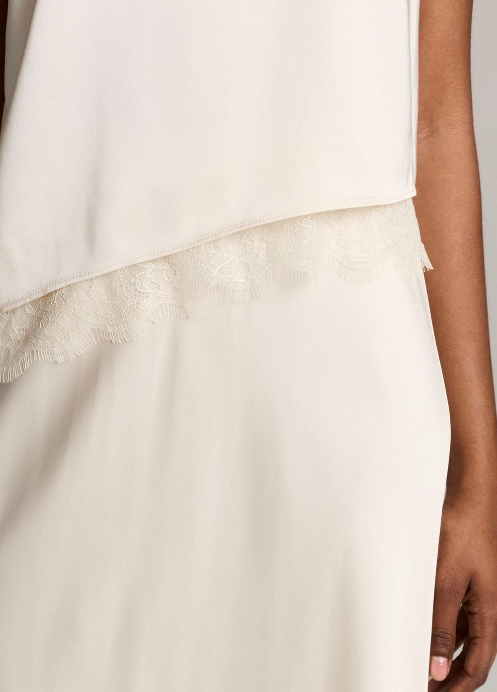 Vince Lace-Trim Satin Asymmetric Shell - Tank Tops