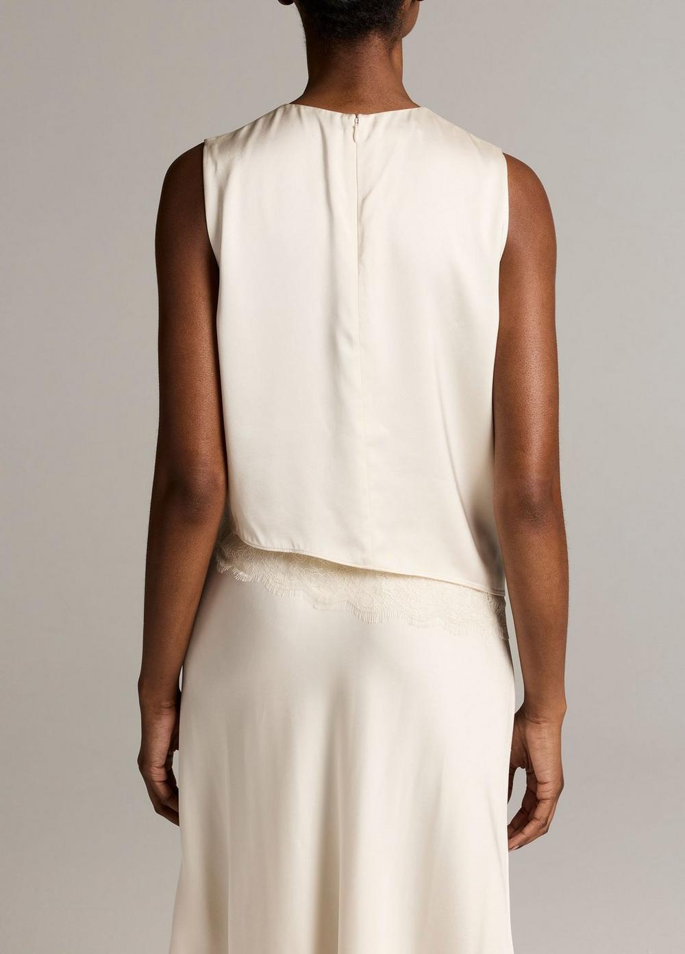 Vince Lace-Trim Satin Asymmetric Shell - Tank Tops