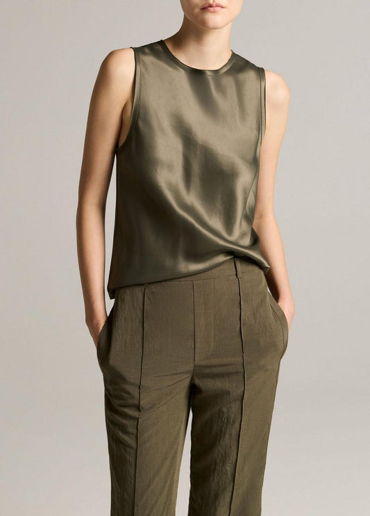 Vince Raw-Edge Satin Bias-Cut Shell - Tank Tops