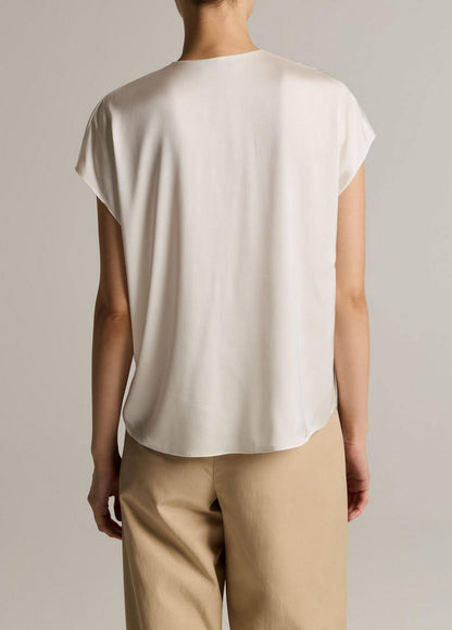 Vince Silk-Blend Double V-Neck Top - Short Sleeve