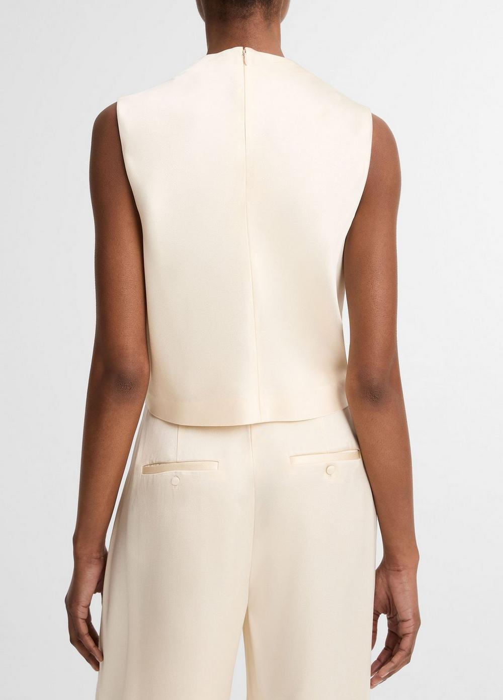 Vince Satin Cropped Cowl-Neck Top - Tank Tops