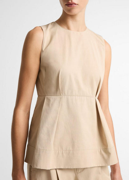 Vince Cotton-Blend Pleated Paneled Top - Tank Tops
