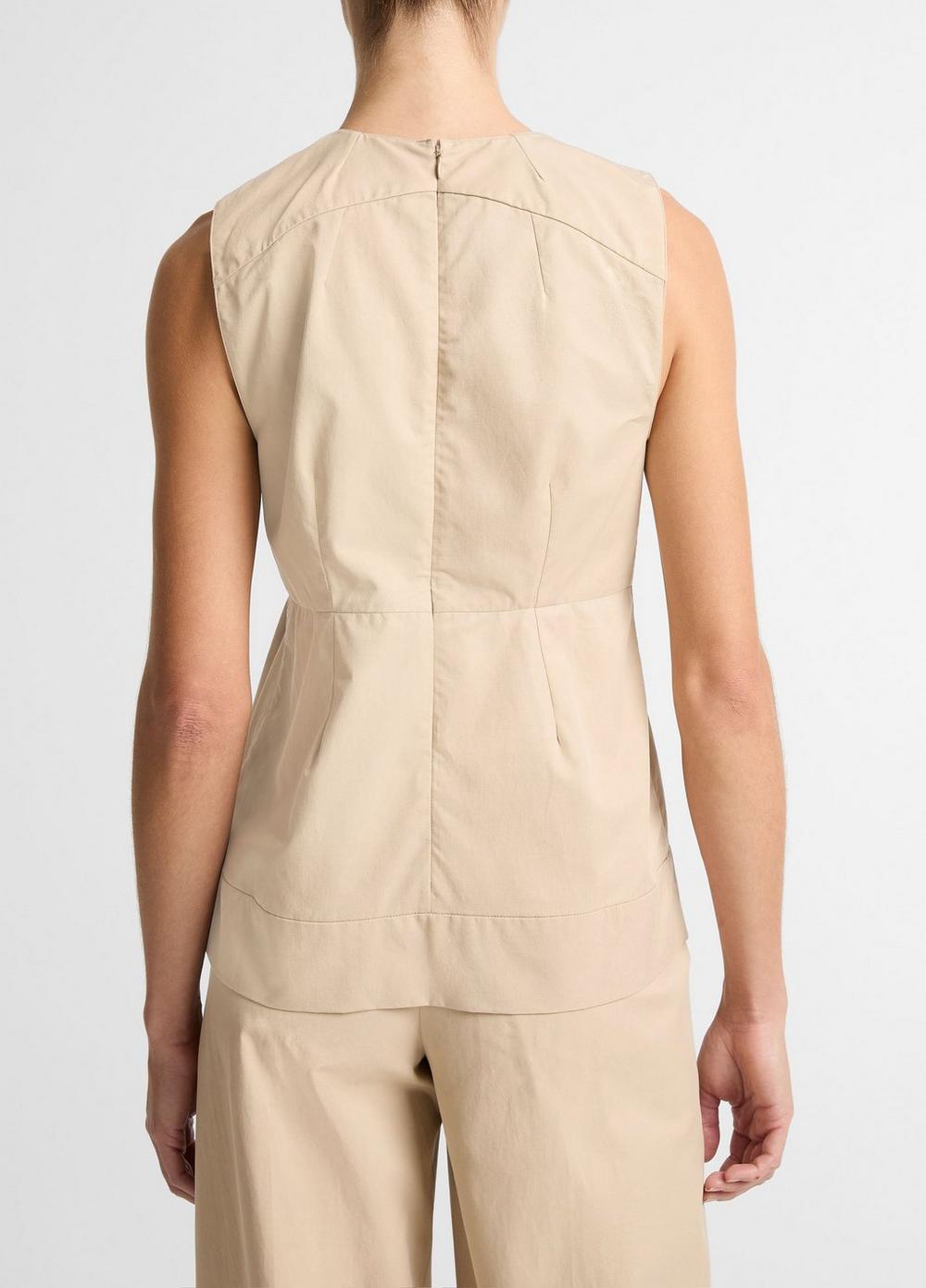 Vince Cotton-Blend Pleated Paneled Top - Tank Tops