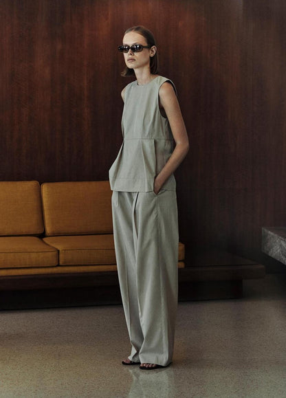 Vince Cotton-Blend Pleated Paneled Top - Tank Tops