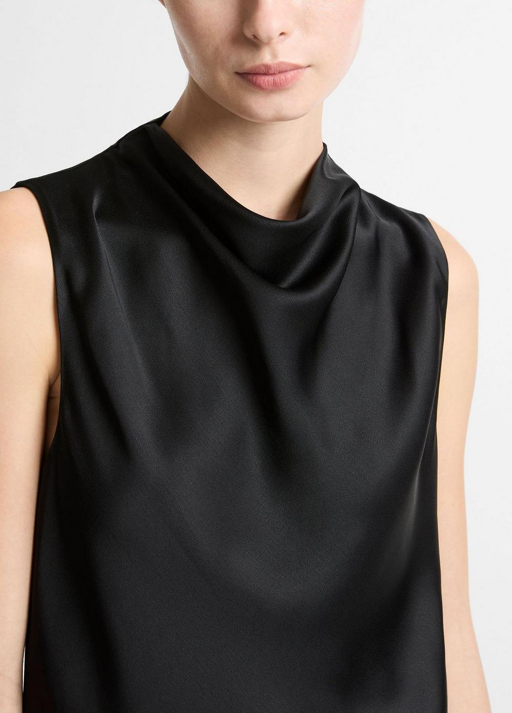 Vince Satin Cropped Cowl-Neck Top - Tank Tops
