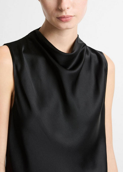 Vince Satin Cropped Cowl-Neck Top - Tank Tops