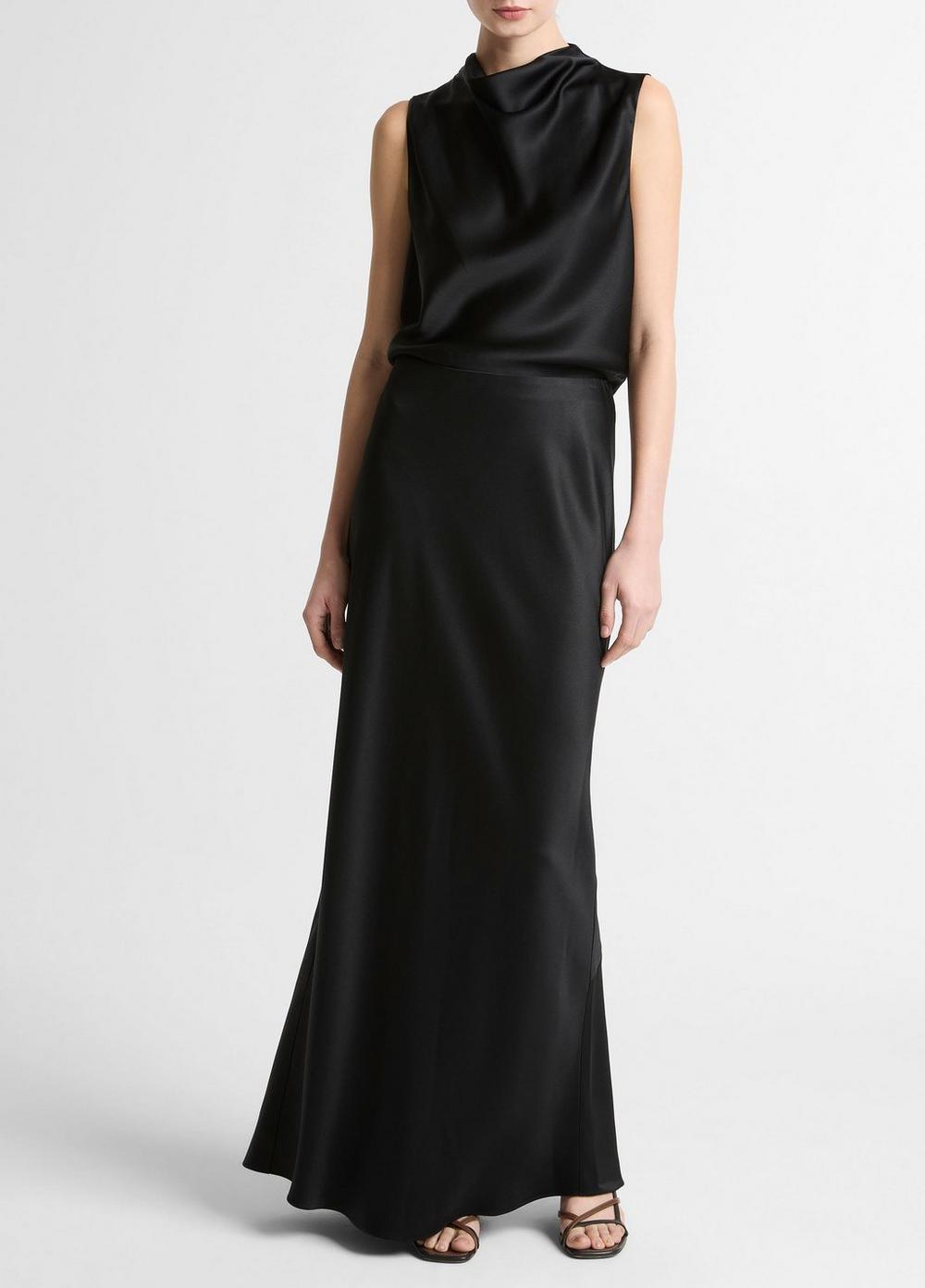 Vince Satin Cropped Cowl-Neck Top - Tank Tops