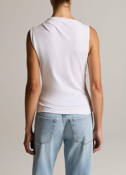 Vince Pima Cotton Draped Sleeveless Top - Tank Tops