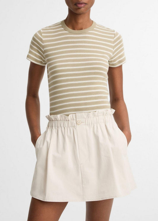Vince Striped Pima Cotton-Blend '90s Shrunken T-Shirt - Short Sleeve