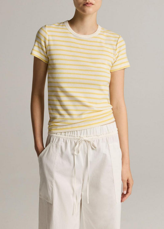 Vince Striped Pima Cotton-Blend '90s Shrunken T-Shirt - Short Sleeve