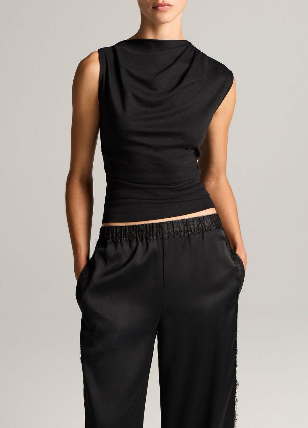 Vince Pima Cotton Draped Sleeveless Top - Tank Tops
