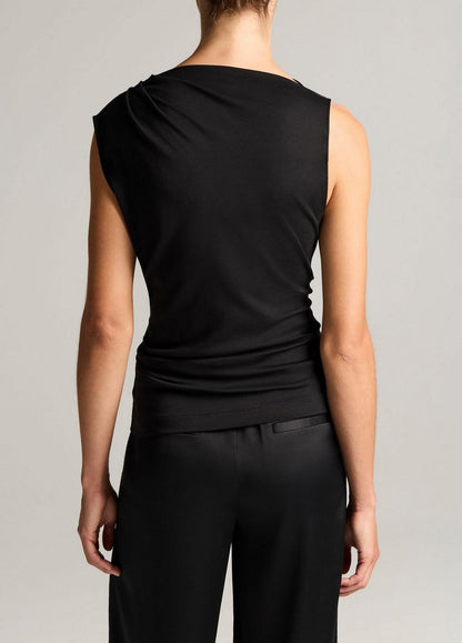 Vince Pima Cotton Draped Sleeveless Top - Tank Tops