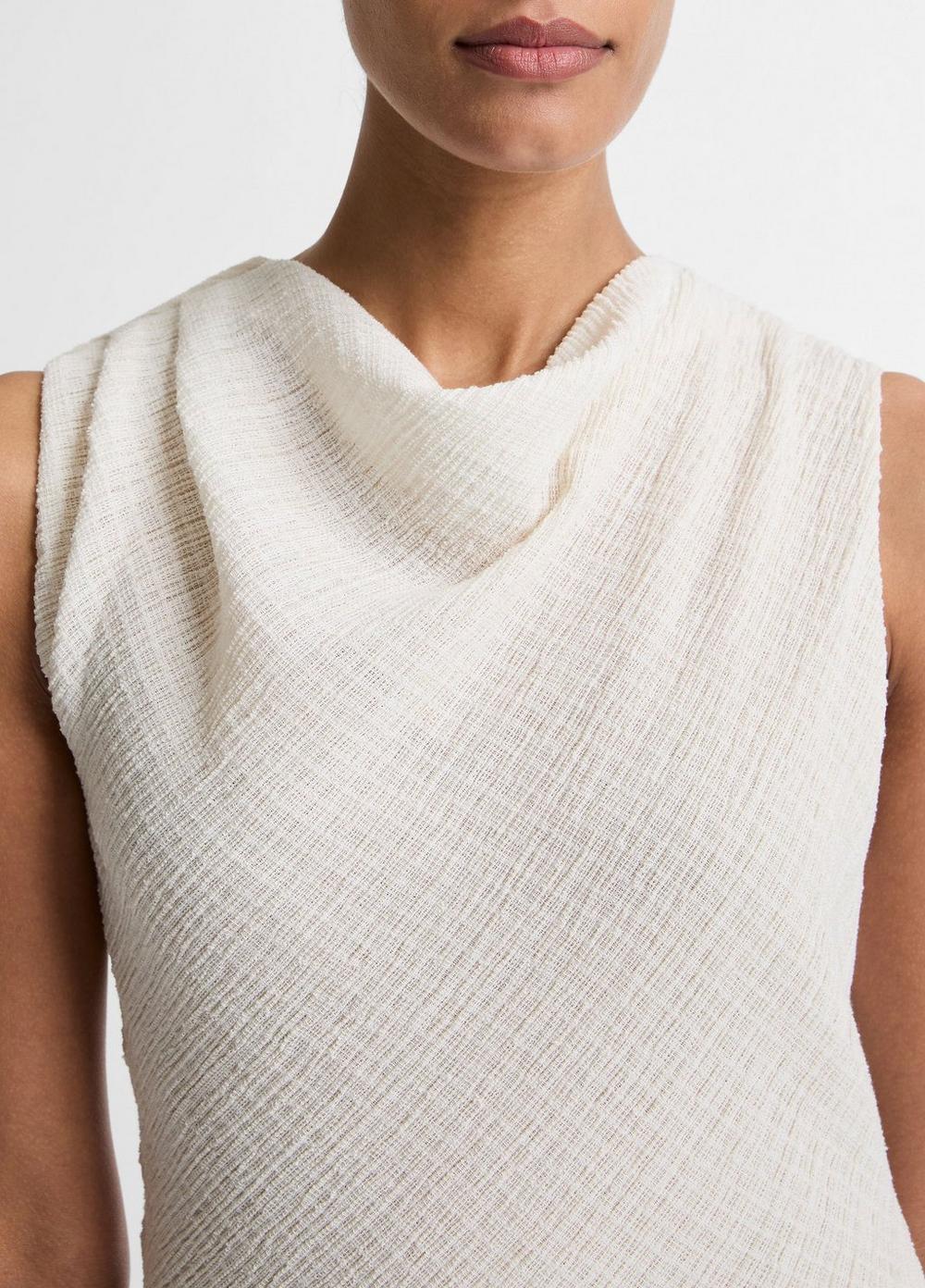 Vince Shadow Grid Cowl-Neck Top - Tank Tops