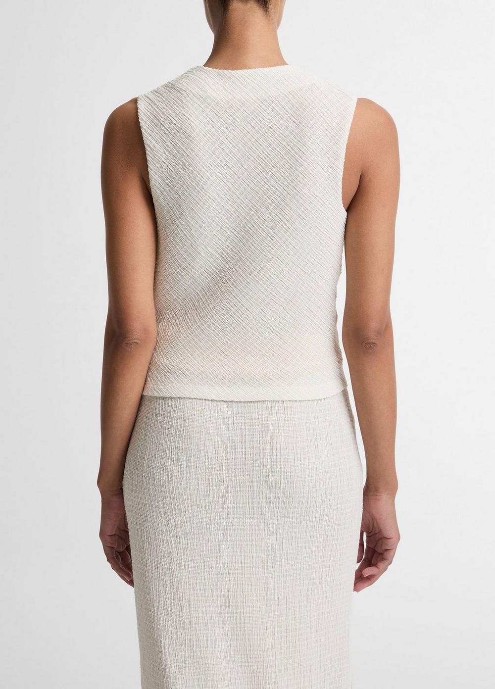 Vince Shadow Grid Cowl-Neck Top - Tank Tops