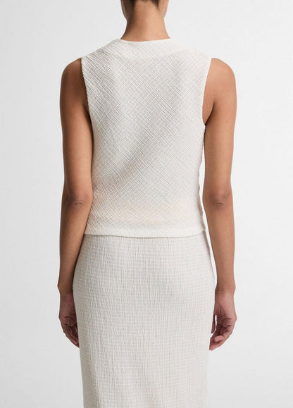 Vince Shadow Grid Cowl-Neck Top - Tank Tops