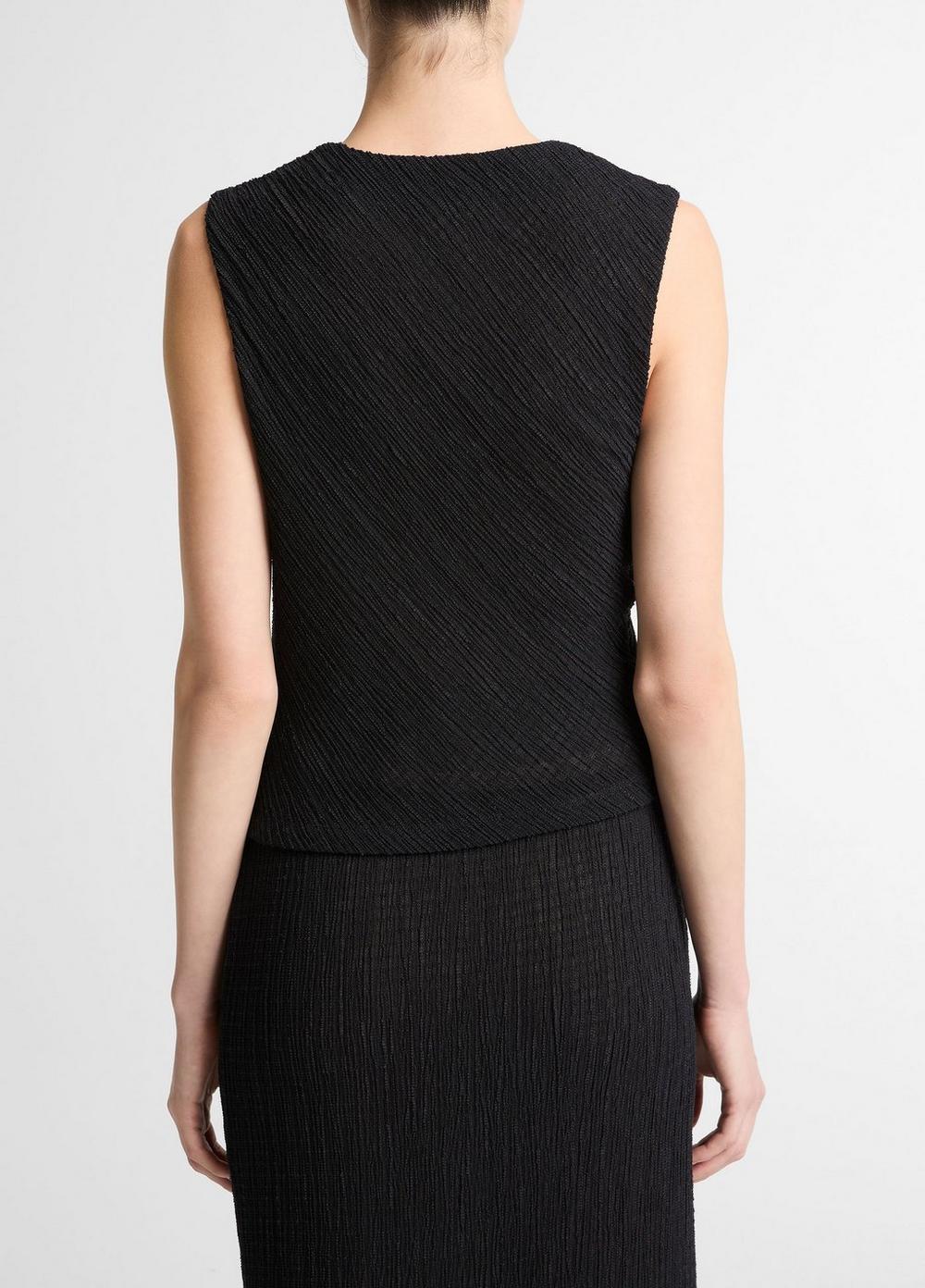 Vince Shadow Grid Cowl-Neck Top - Tank Tops