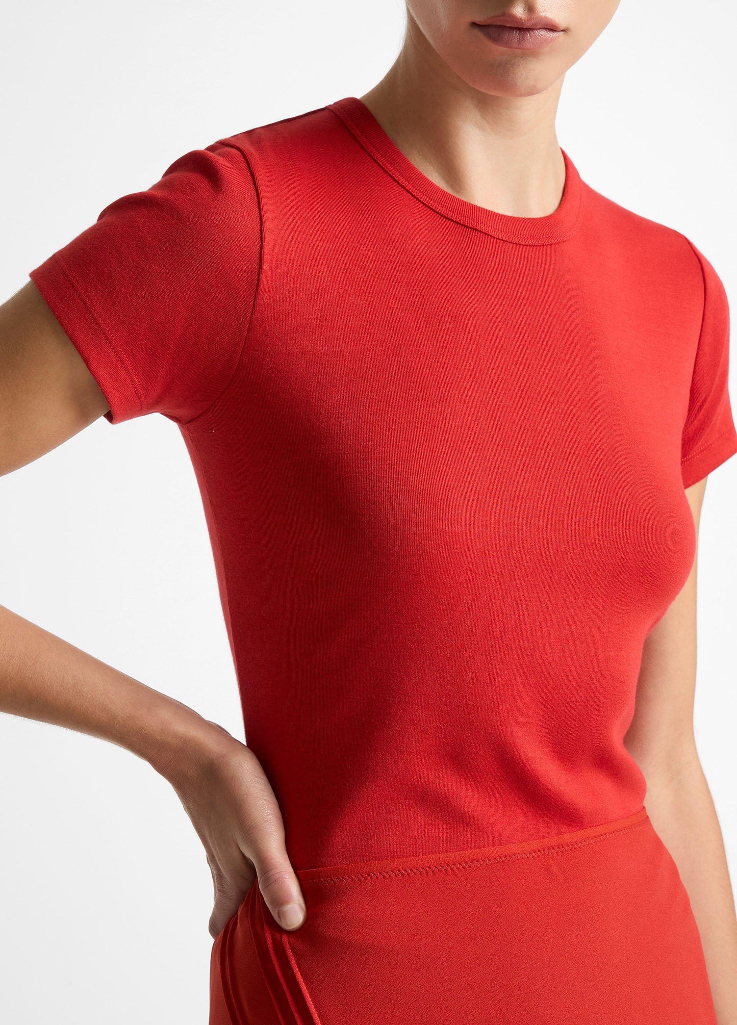 Vince Pima Cotton-Blend '90s Shrunken T-Shirt - Short Sleeve