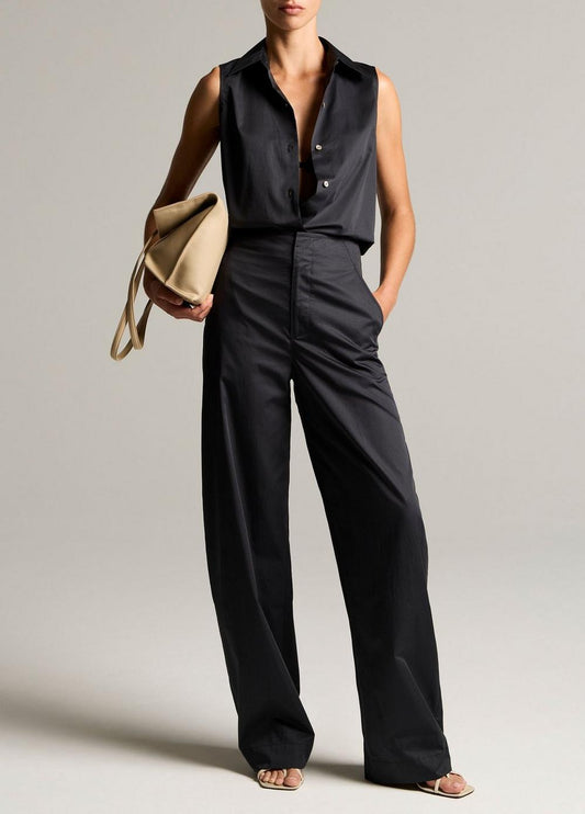 Vince Cotton High-Rise Elastic-Waist Trouser - Trousers