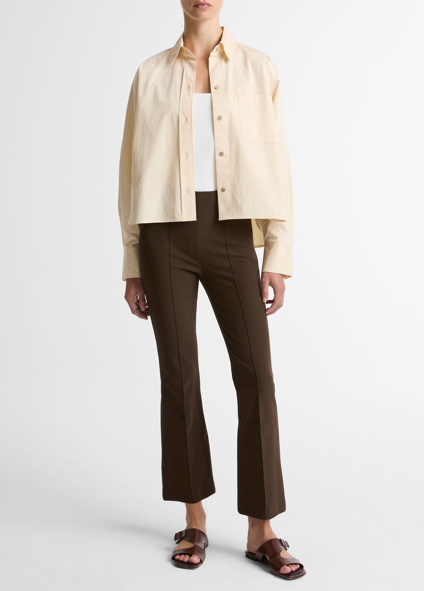Vince Niki Mid-Rise Pintuck Crop Flare Pant - Trousers