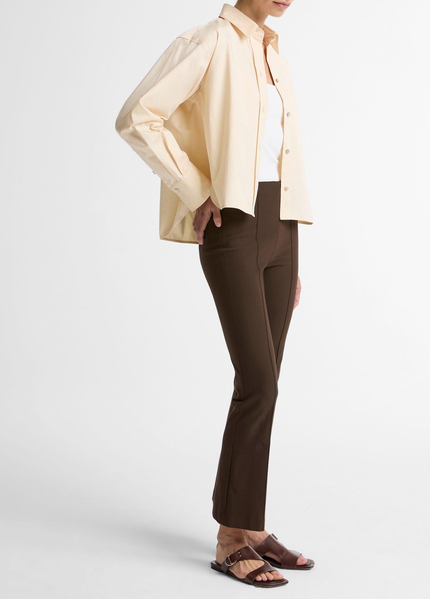 Vince Niki Mid-Rise Pintuck Crop Flare Pant - Trousers