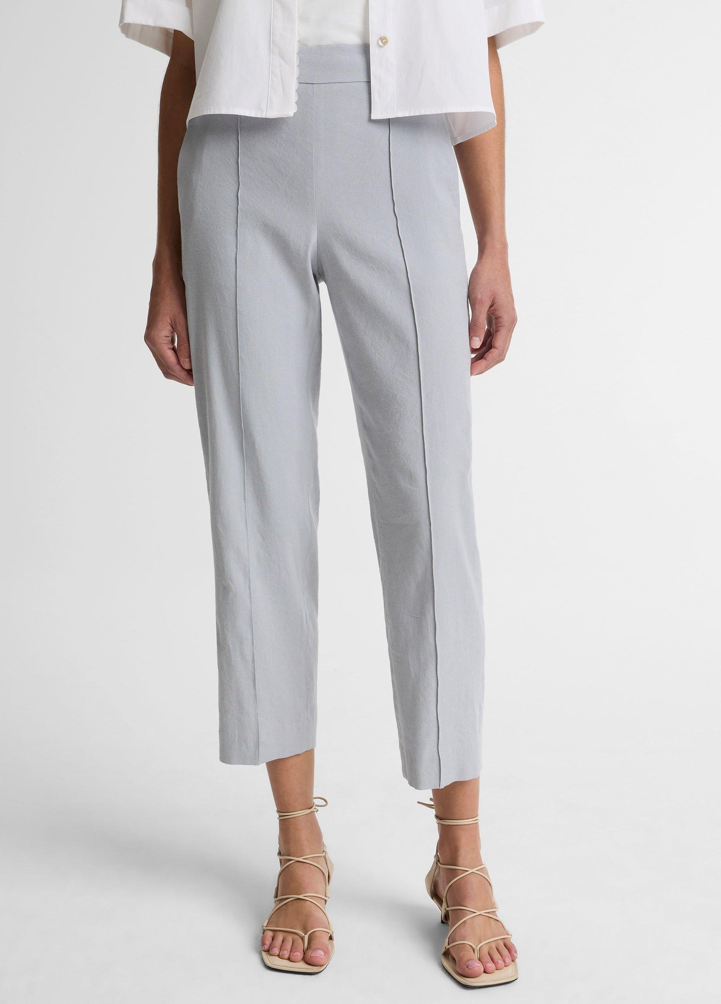 Vince Grace Mid-Rise Linen-Blend Pull-On Pant - Trousers