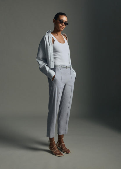 Vince Grace Mid-Rise Linen-Blend Pull-On Pant - Trousers