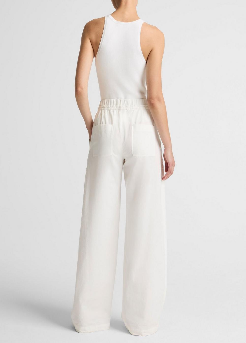 Vince Cotton Double-Waist Drawstring Pant - Wide Leg