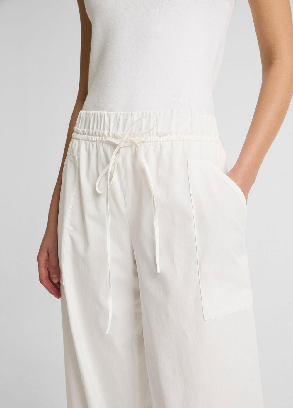 Vince Cotton Double-Waist Drawstring Pant - Wide Leg