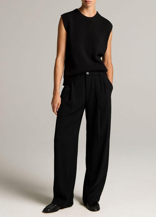 Vince Drop-Waist Pleated Crepe Trouser - Trousers