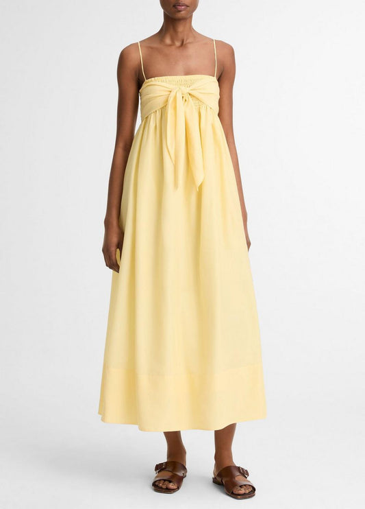 Vince Cotton-Silk Tie Smocked Dress - Dresses