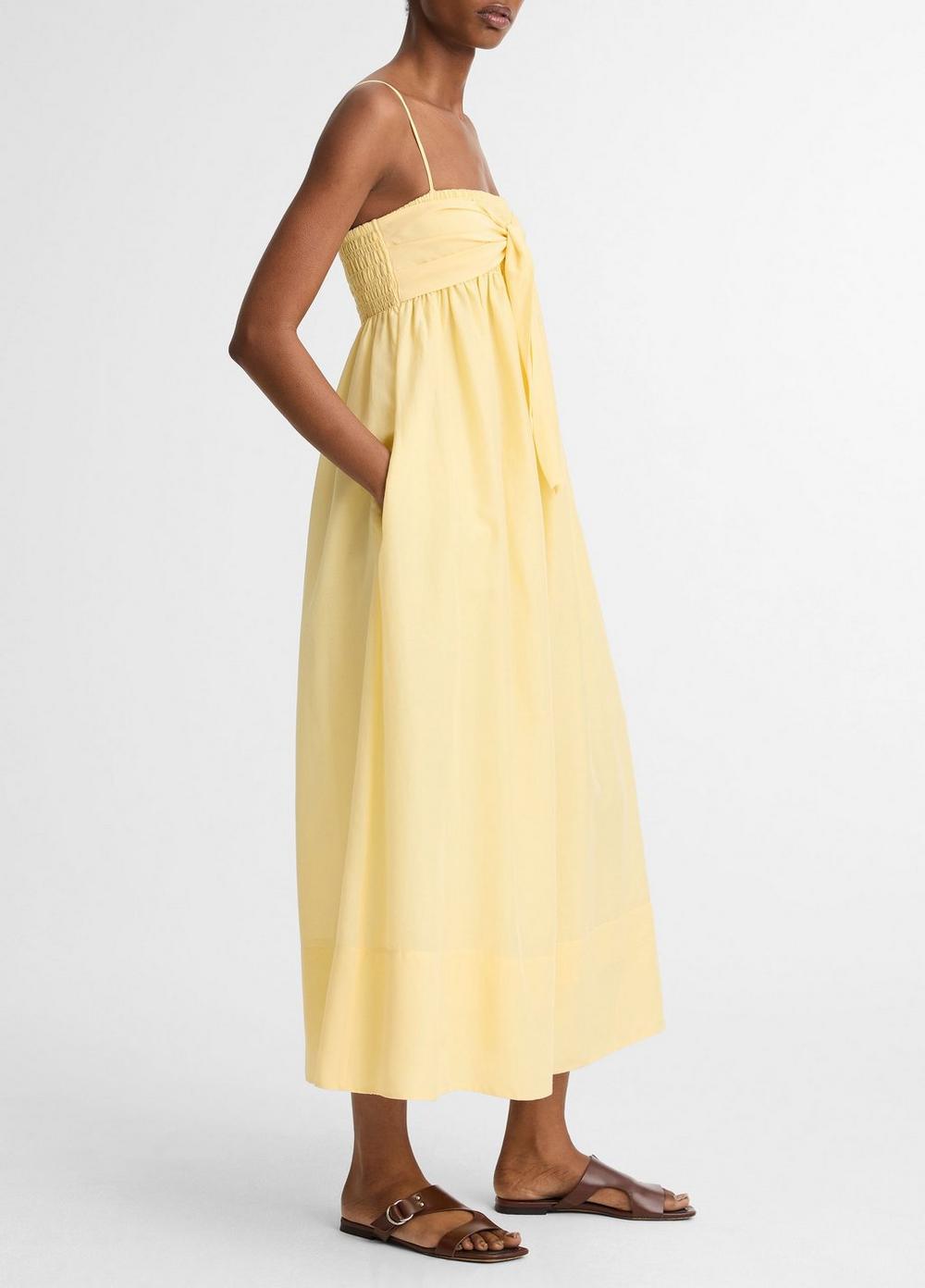 Vince Cotton-Silk Tie Smocked Dress - Dresses