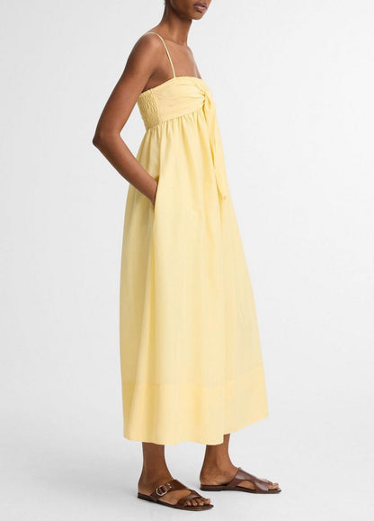 Vince Cotton-Silk Tie Smocked Dress - Dresses