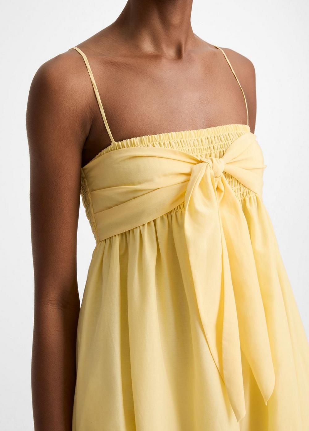 Vince Cotton-Silk Tie Smocked Dress - Dresses