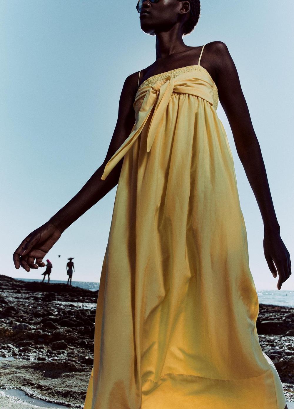 Vince Cotton-Silk Tie Smocked Dress - Dresses