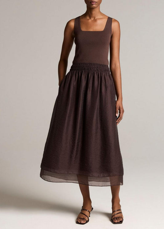 Vince Square-Neck Mixed-Media Dress - Dresses