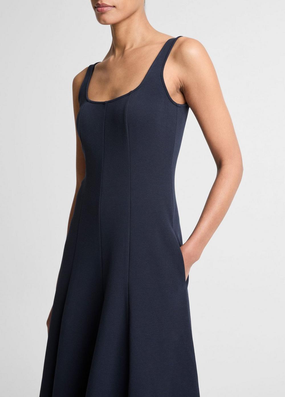 Vince Seamed Cotton-Blend Square-Neck Dress - Dresses