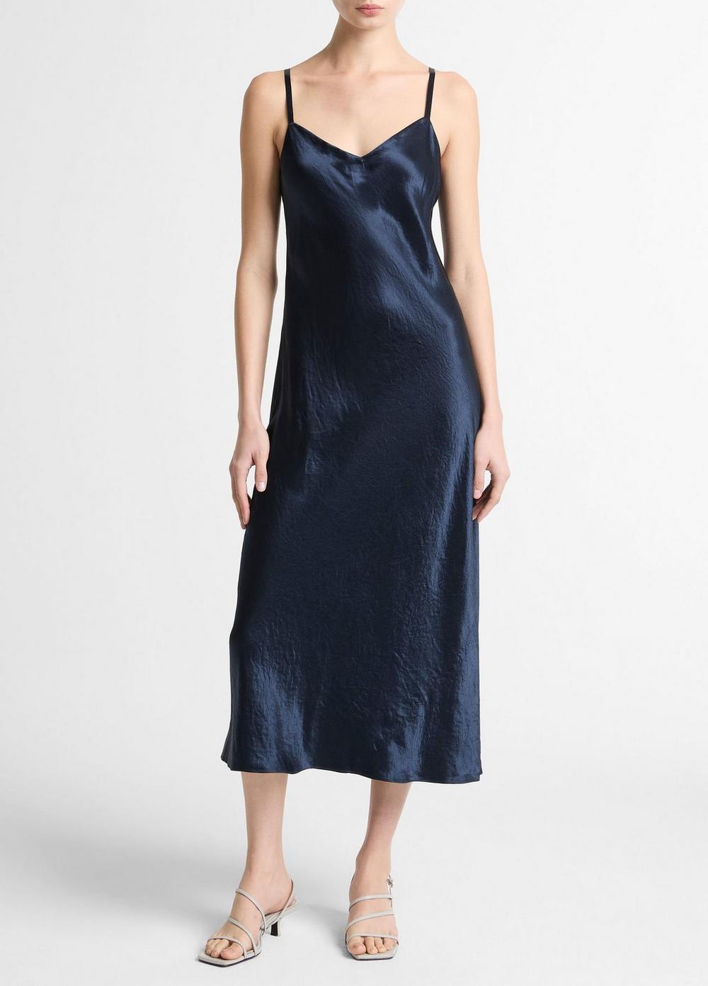 Vince Satin V-Neck Slip Dress - Dresses