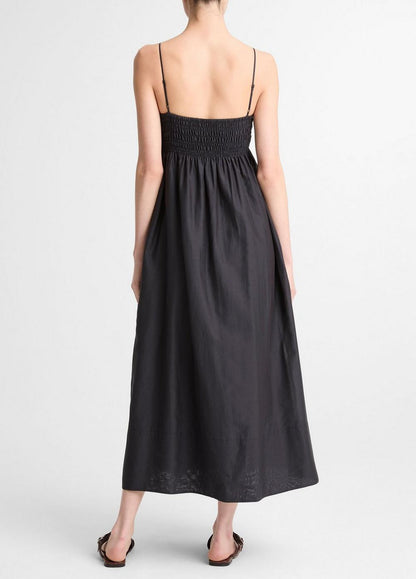 Vince Cotton-Silk Tie Smocked Dress - Dresses