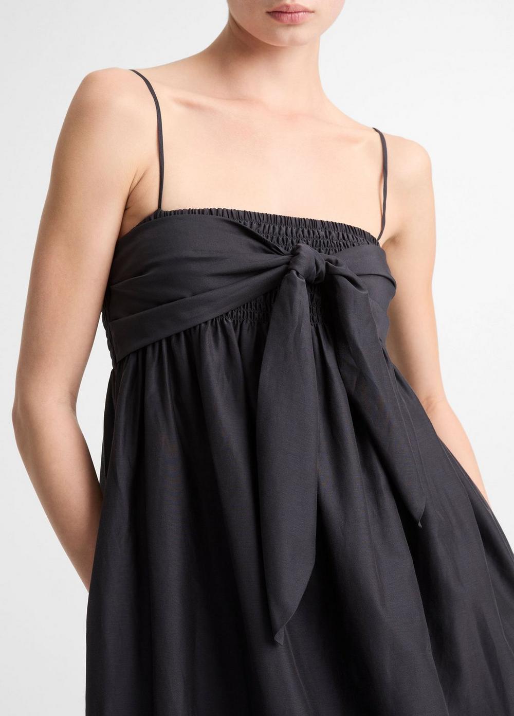 Vince Cotton-Silk Tie Smocked Dress - Dresses