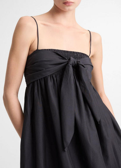 Vince Cotton-Silk Tie Smocked Dress - Dresses