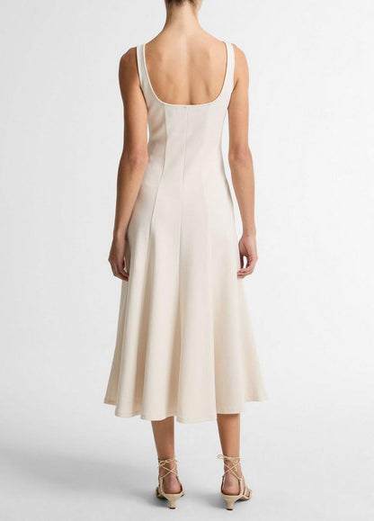Vince Seamed Cotton-Blend Square-Neck Dress - Dresses