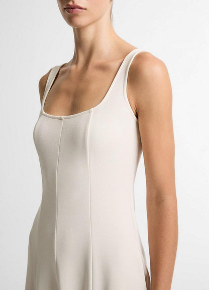 Vince Seamed Cotton-Blend Square-Neck Dress - Dresses