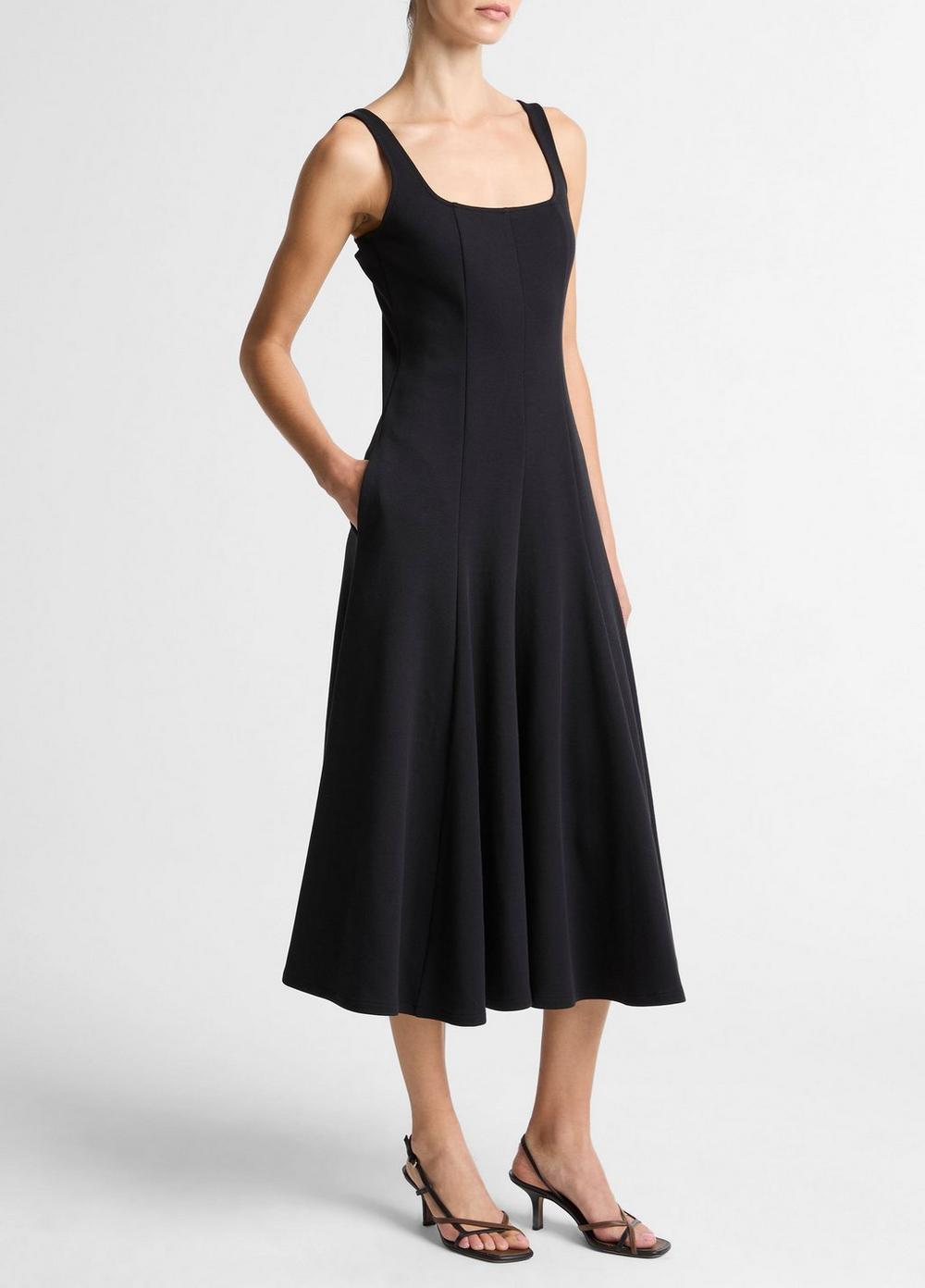 Vince Seamed Cotton-Blend Square-Neck Dress - Dresses