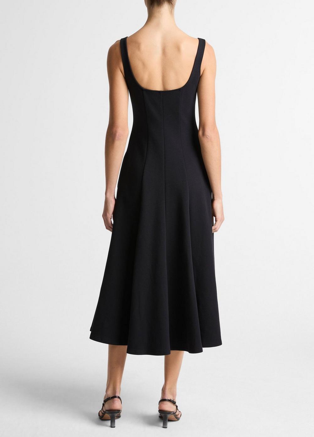 Vince Seamed Cotton-Blend Square-Neck Dress - Dresses