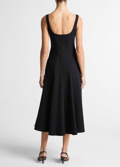 Vince Seamed Cotton-Blend Square-Neck Dress - Dresses