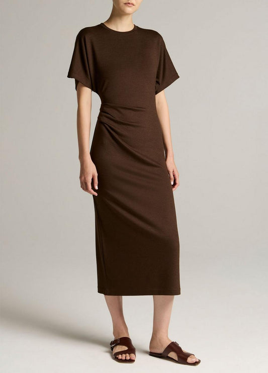 Vince Ruched-Side Knit Short-Sleeve Dress - Dresses