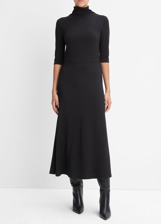 Vince Elbow-Sleeve Turtleneck Dress - Dresses