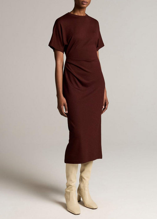Vince Ruched-Side Knit Short-Sleeve Dress - Dresses
