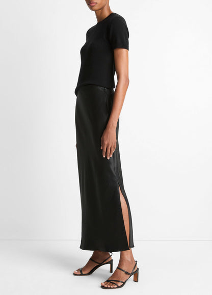 Vince Satin Side-Slit Slip Skirt - Skirts