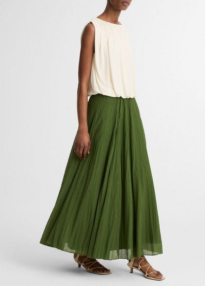 Vince Crinkled Plissé Cotton-Blend Maxi Skirt - Skirts